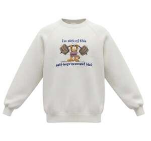Vintage Garfield Self Improvement Kick Sweatshirt Pannill USA Made Embroidered L